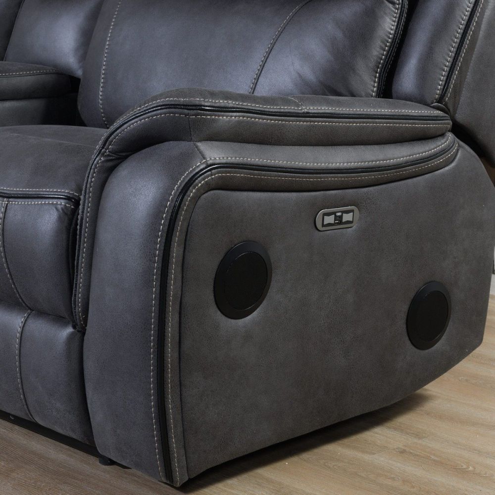 Phoenix Media Charcoal Power Recliners Corner Sofa