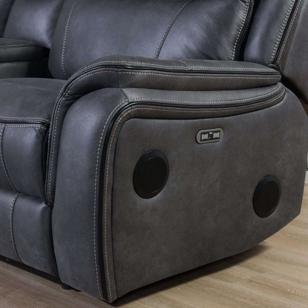 Phoenix Media Charcoal Console Power Recliners 2 Seater Sofa