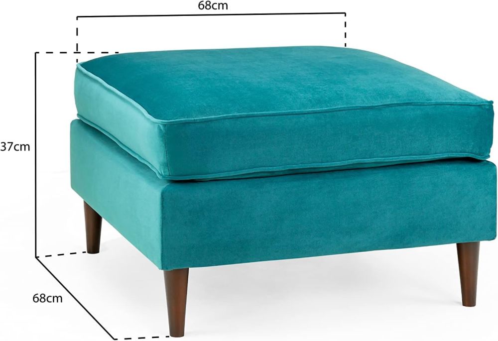 Barkham Plush Teal Fabric Footstool 