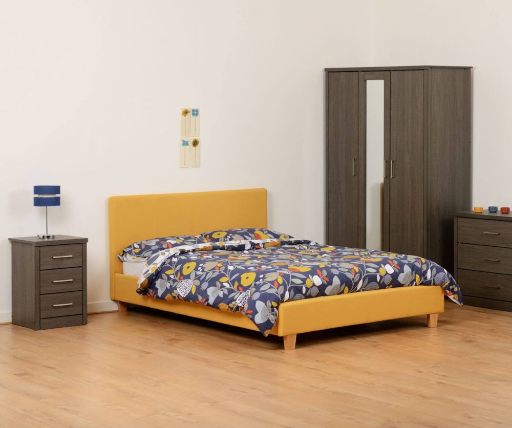 Seconique Prado Mustard Fabric Double Bed Frame