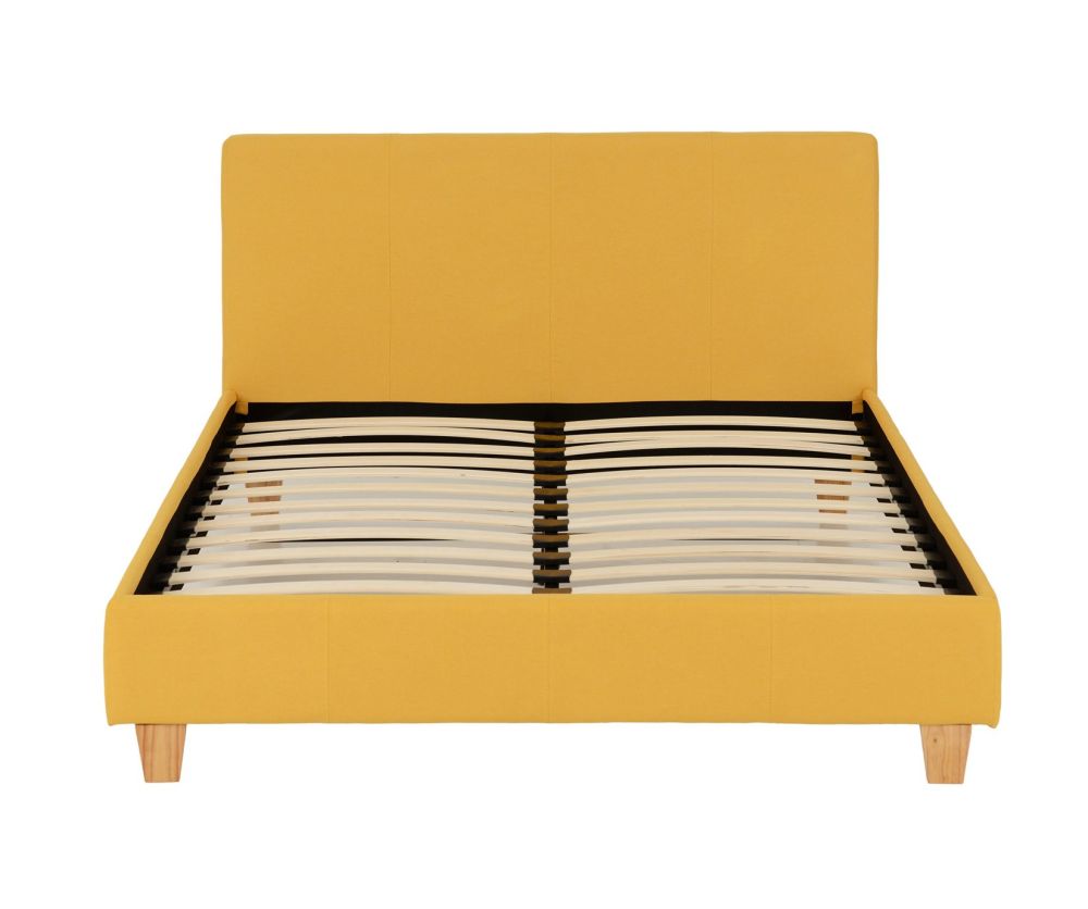 Seconique Prado Mustard Fabric Double Bed Frame