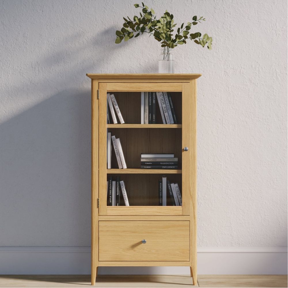 Heritance Saxby Oak Glazed Bookcase