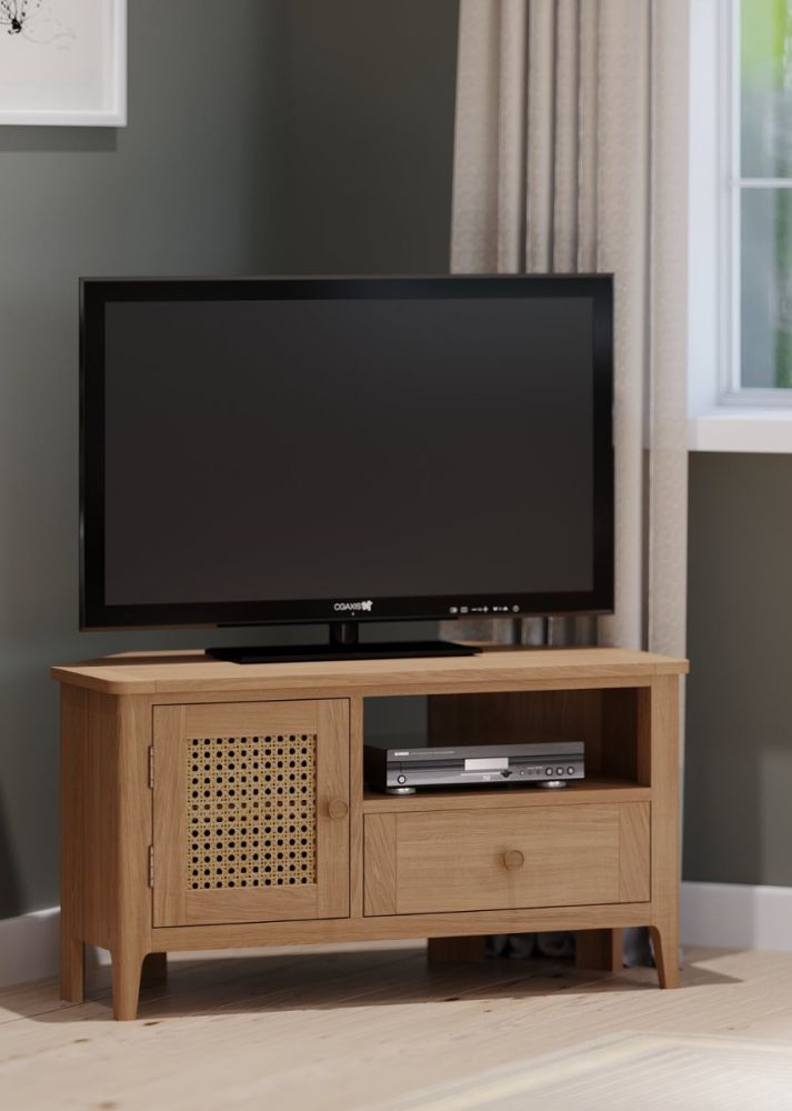 Heritance Halmstad Natural Oak Corner TV Unit