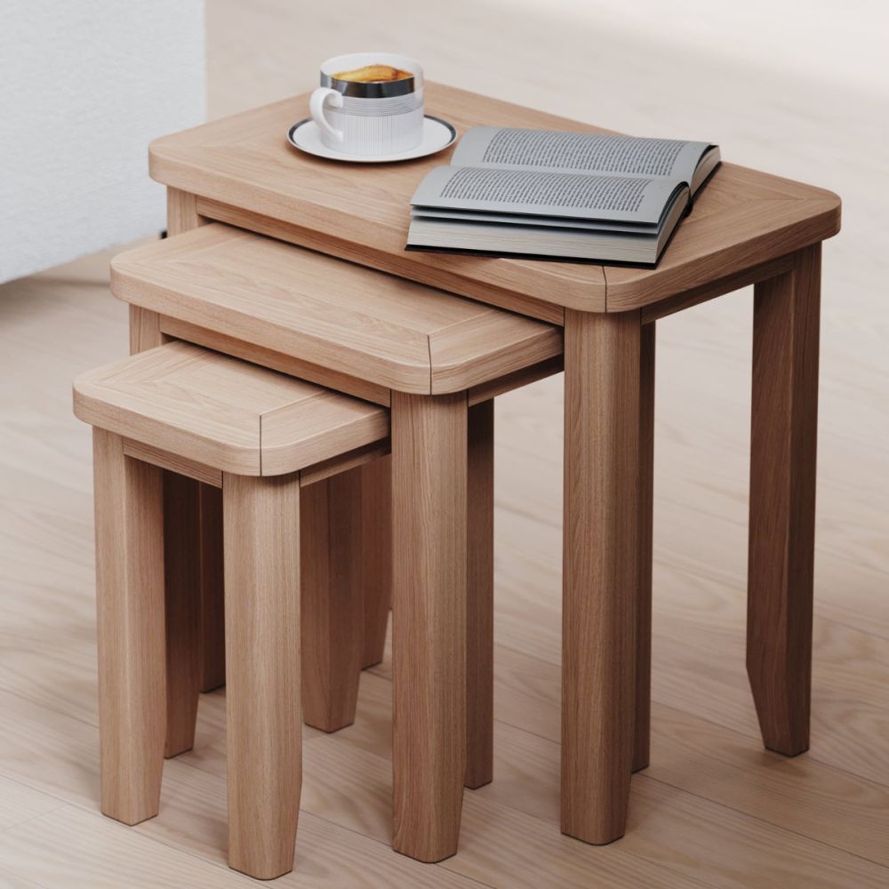 Heritance Arlyn Oak Nest of 3 Tables