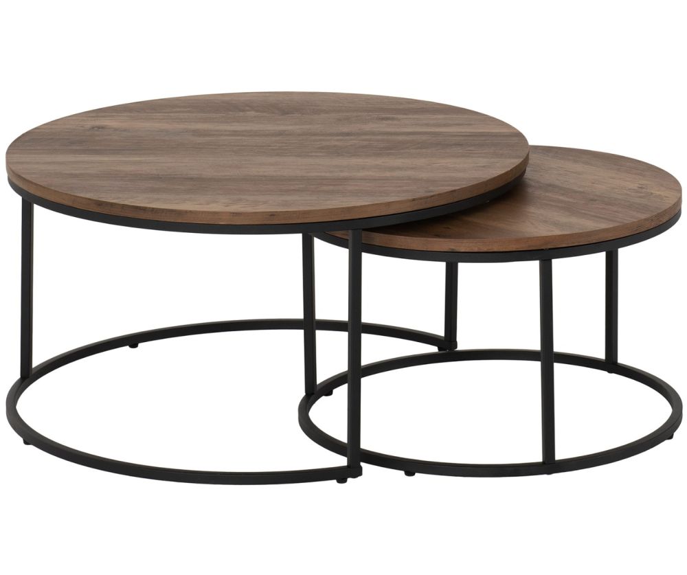 Seconique Quebec Round Medium Oak Effect Coffee Table Set