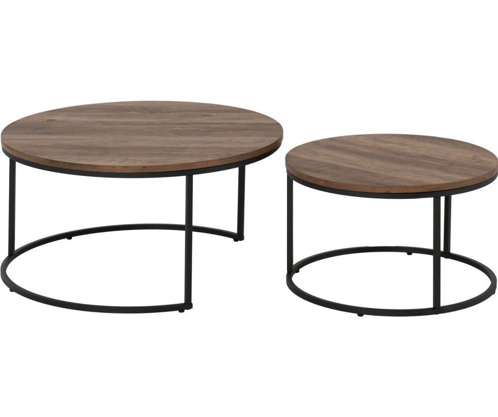 Seconique Quebec Round Medium Oak Effect Coffee Table Set