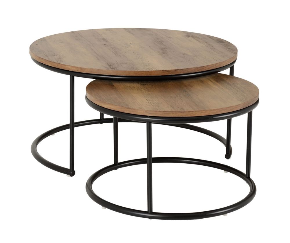 Seconique Quebec Round Medium Oak Effect Coffee Table Set