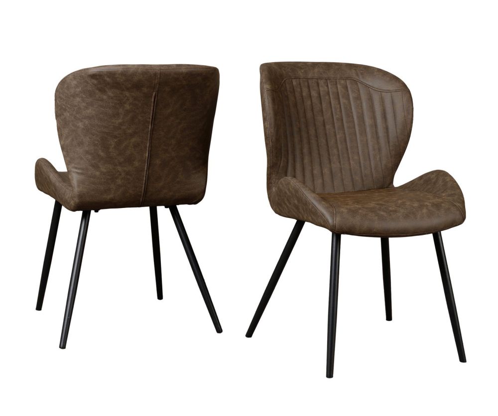 Seconique Quebec Straight Edge Dining Set with Brown Faux Leather Dining Chairs