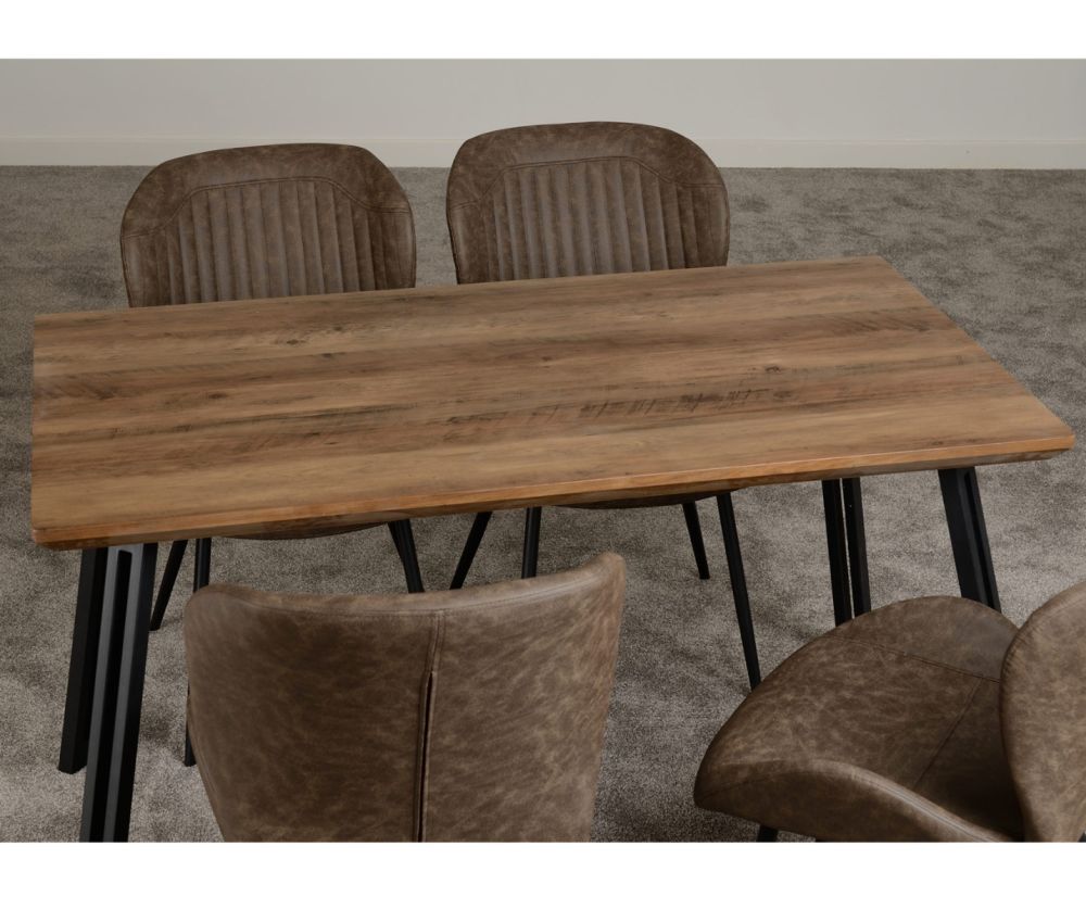 Seconique Quebec Straight Edge Dining Set with Brown Faux Leather Dining Chairs
