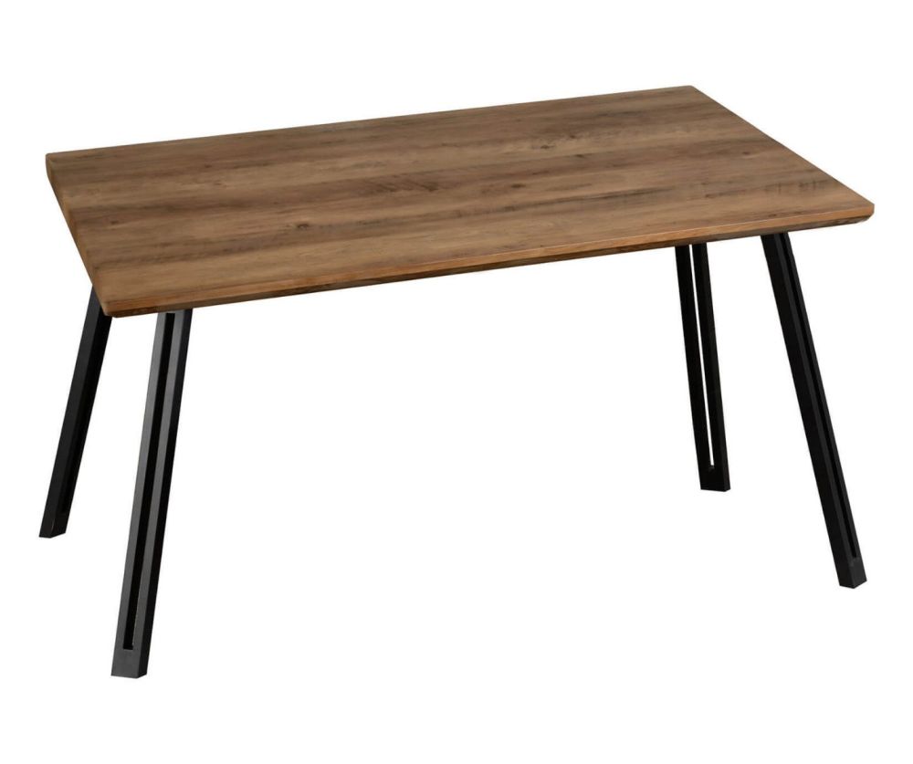 Seconique Furniture Quebec Black and Medium Oak Effect Straight Edge Dining Set with Emerald Green Velvet Lukas Chair