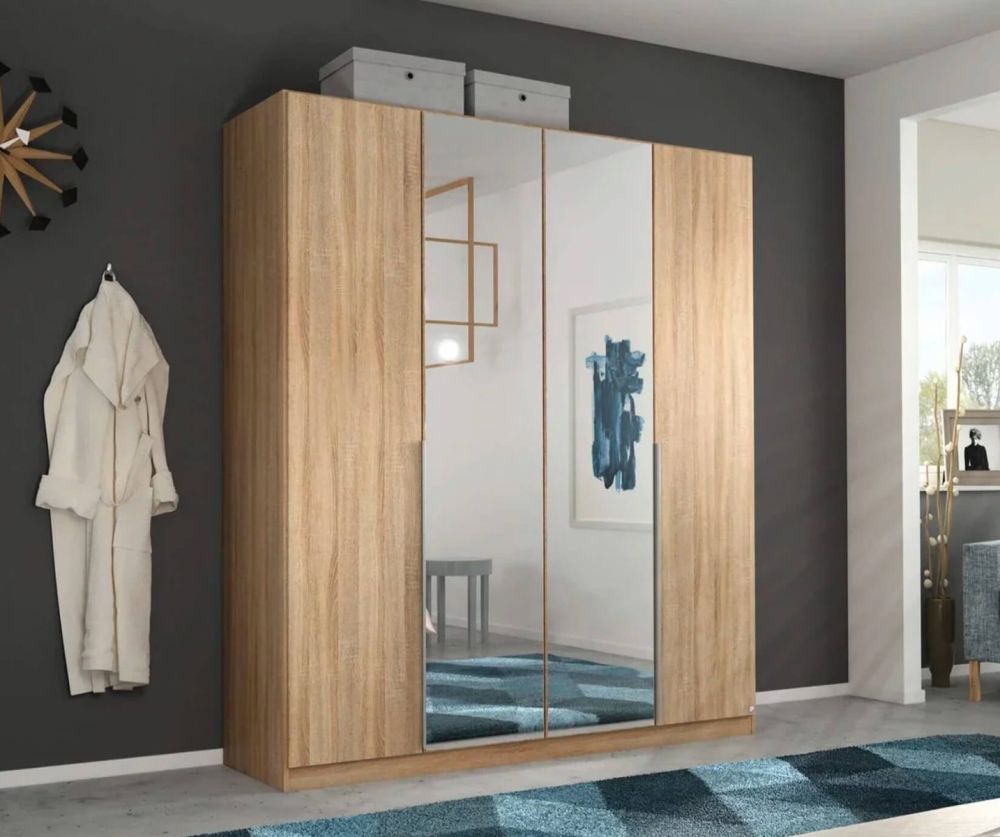 Rauch Alabama Artisan Oak 4 Door 2 Mirrors Wardrobe