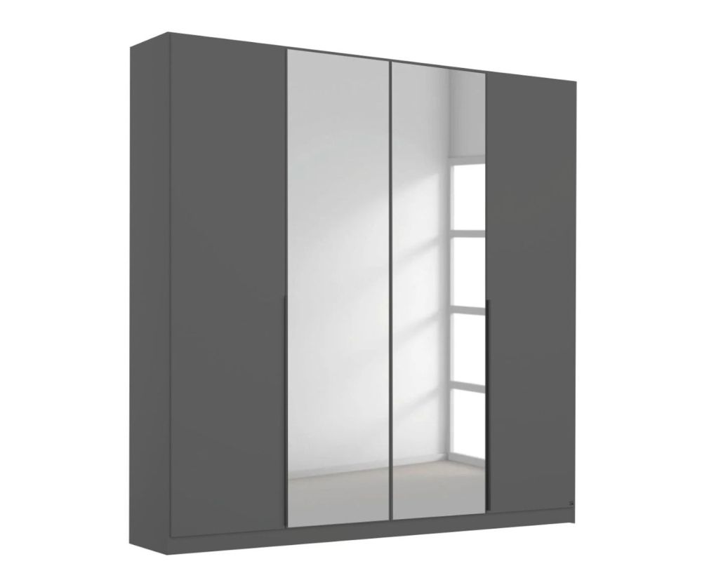 Rauch Alabama Metallic Grey 4 Door 2 Mirrors Wardrobe