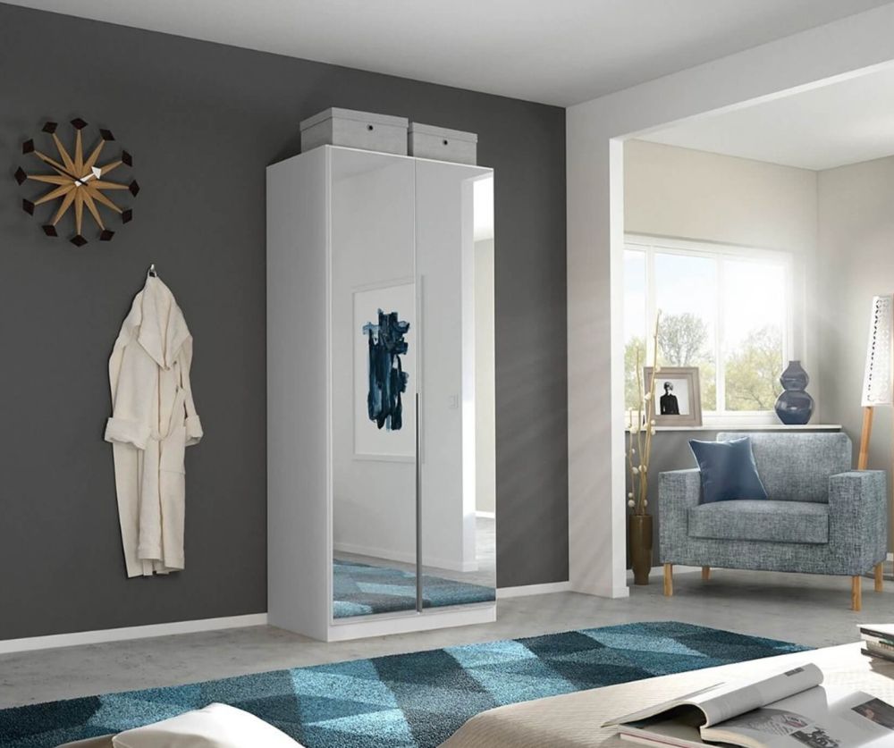 Rauch Alabama Alpine White 2 Mirror Doors Hinged Wardrobe