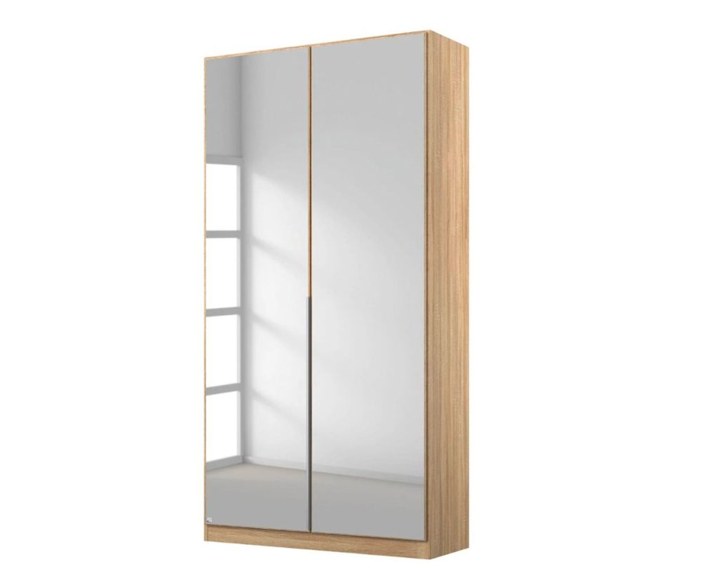 Rauch Alabama Sonoma Oak 2 Mirror Doors Hinged Wardrobe