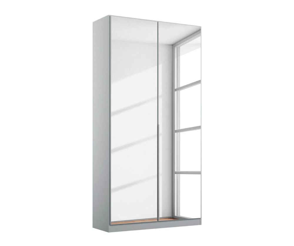 Rauch Alabama Alpine White Carcase with Alpine White Front 2 Mirror Doors Hinged Wardrobe