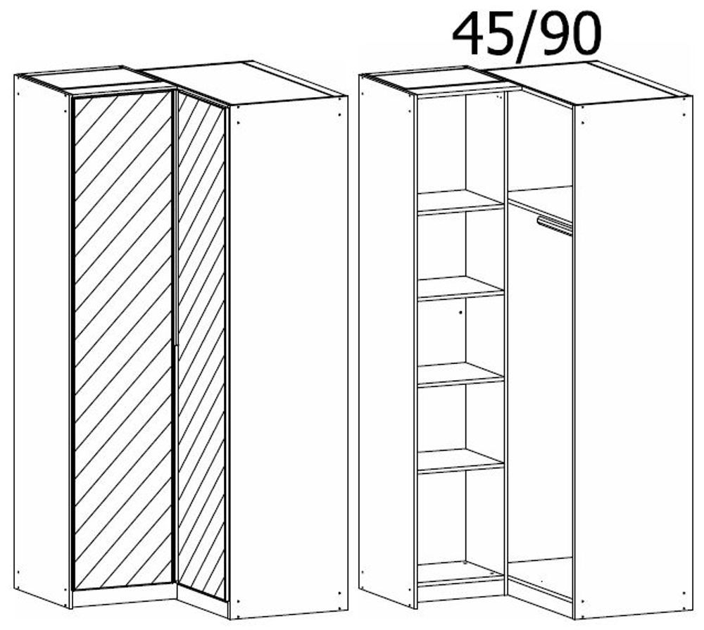 Rauch Alabama Alpine White 2 Mirror Doors Corner Wardrobe-W100cm