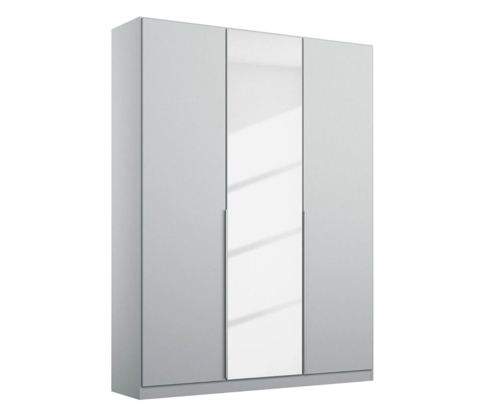 Rauch Alabama Silk Grey Carcase with Alpine White Front 3 Door 1 Mirror Hinged Wardrobe