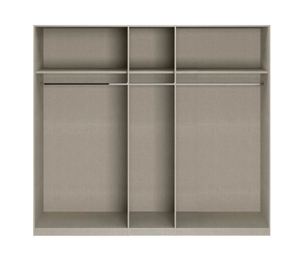 Rauch Alabama Silk Grey Carcase with High Polish White Front 5 Door 3 Mirrors Wardrobe