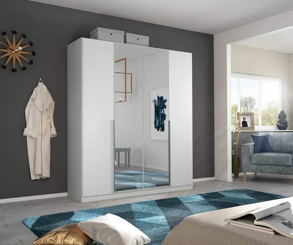 Rauch Alabama Alpine White 4 Door 2 Mirrors Wardrobe