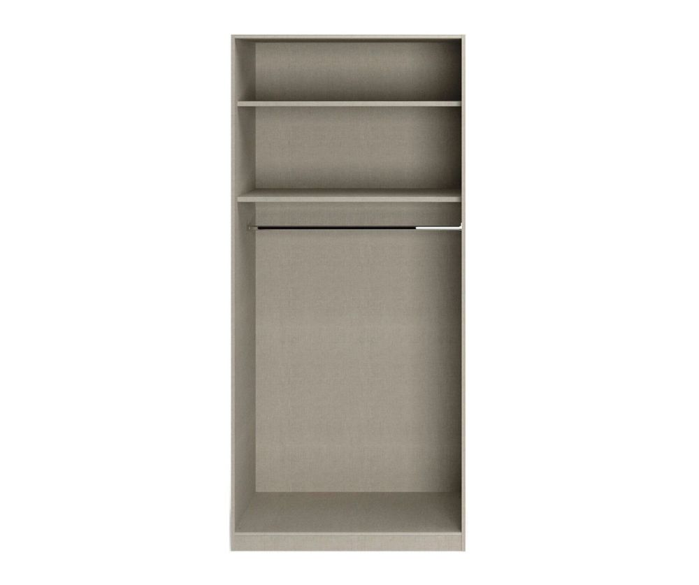 Rauch Alabama Metallic Grey Carcase with High Polish White Front 2 Door Hinged Wardrobe