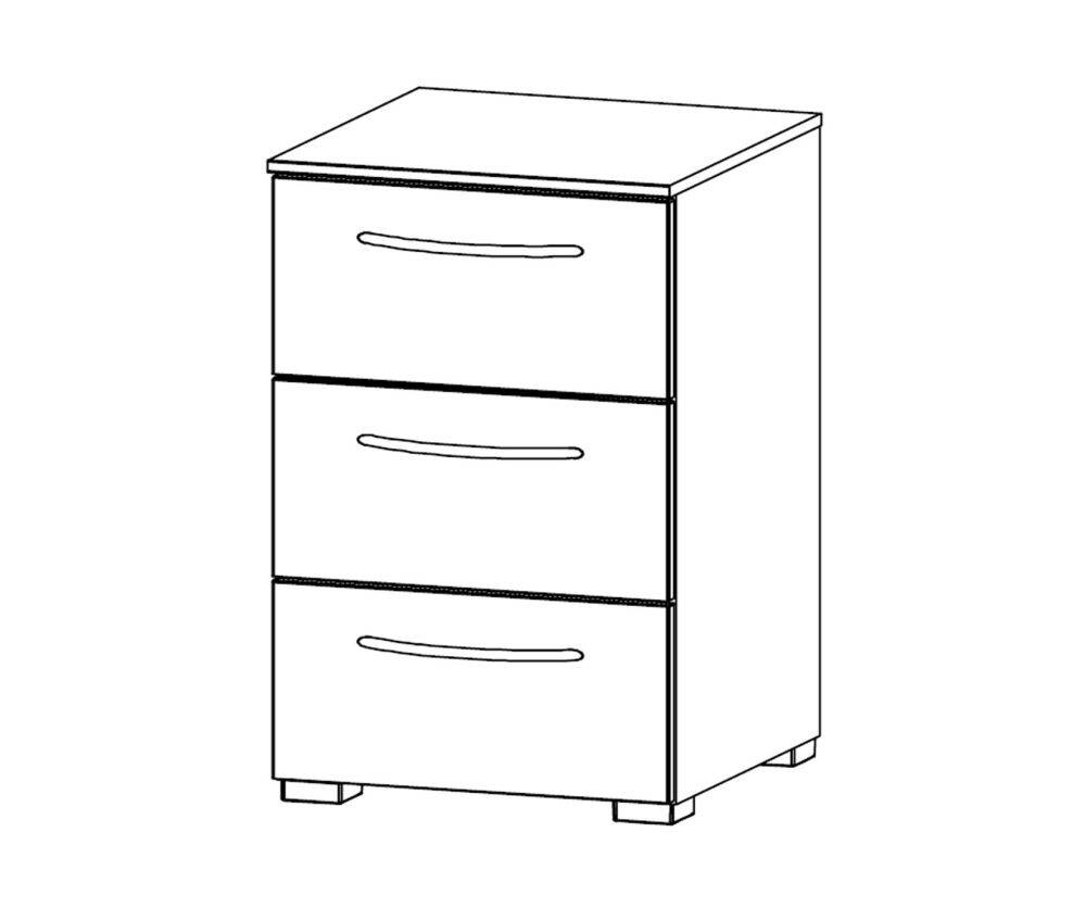 Rauch Aldono Alpine White Carcase with White High Polish 3 Drawer Bedside Table- W 50cm