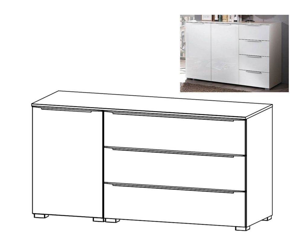 Rauch Aldono Deluxe Sonoma Oak Carcase 1 Left Door 3 Drawer Chest- W 120cm