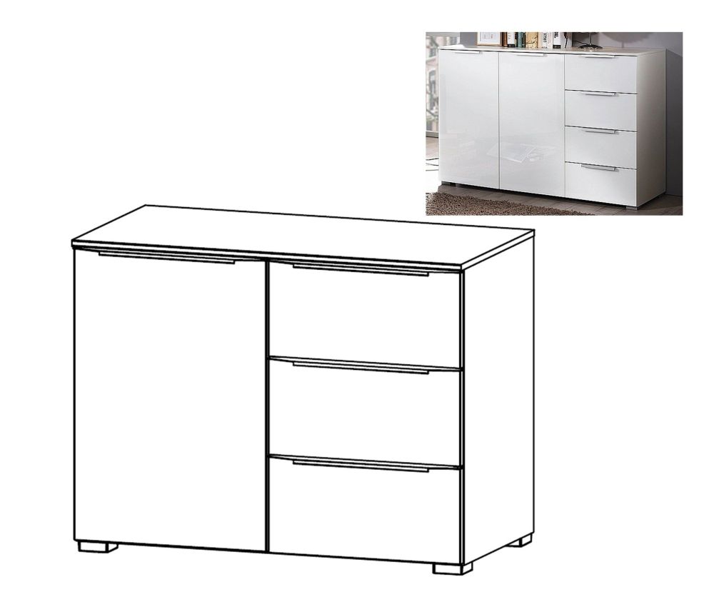Rauch Aldono Deluxe Silk Grey Carcase 1 Left Door 3 Drawer Chest- W 80cm