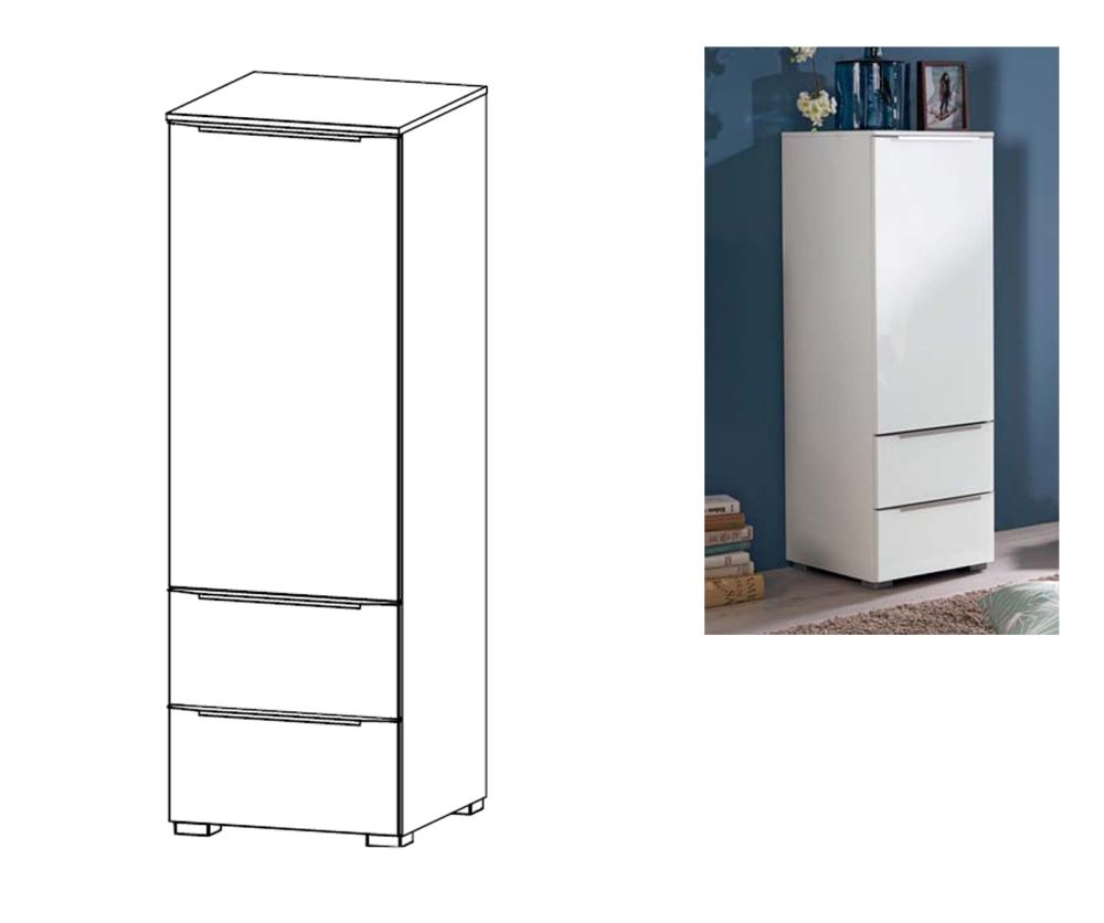 Rauch Aldono Deluxe Silk Grey Carcase 1 Right Door 2 Drawer Chest- W 40cm