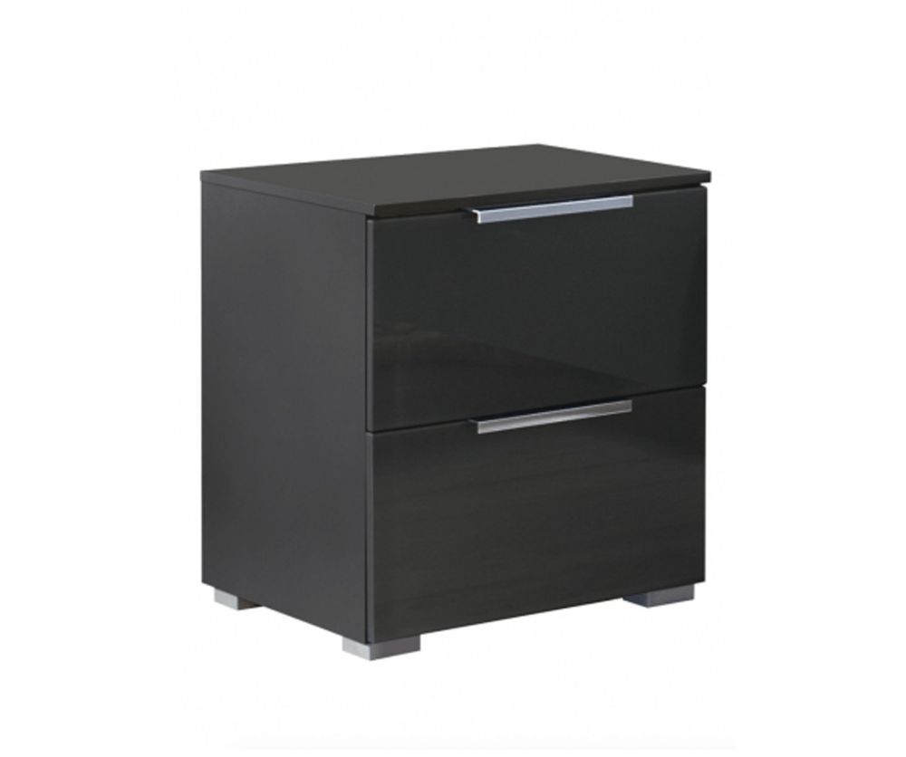 Rauch Aldono Deluxe Graphite Carcase 2 Drawer Bedside Table- W 40cm