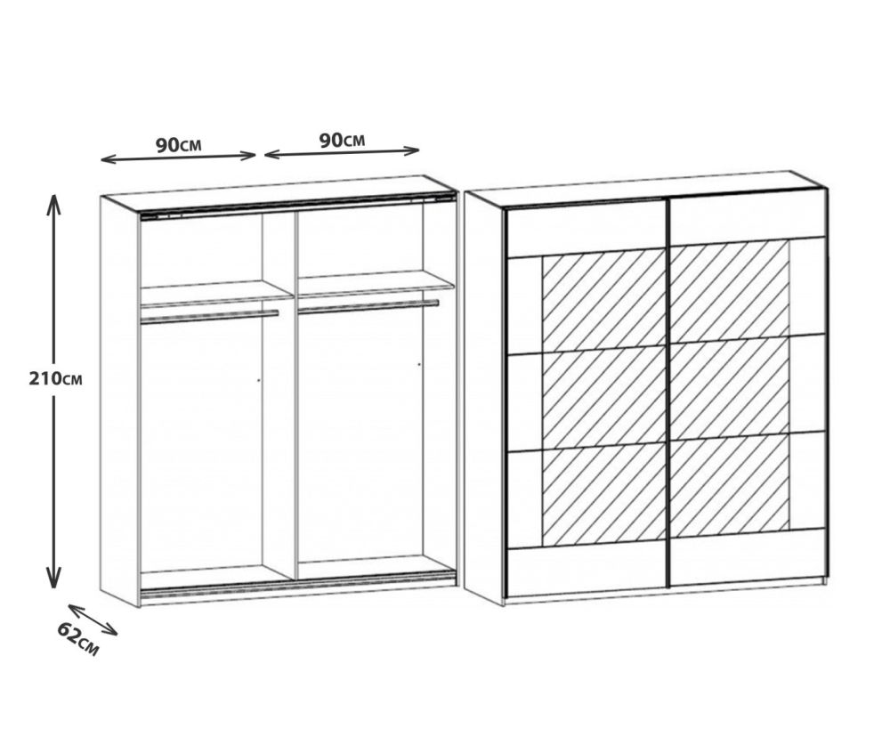 Rauch Alegro Alpine White Carcase with Metallic Grey Front 2 Sliding Mirror Door Wardrobe (W181cm)