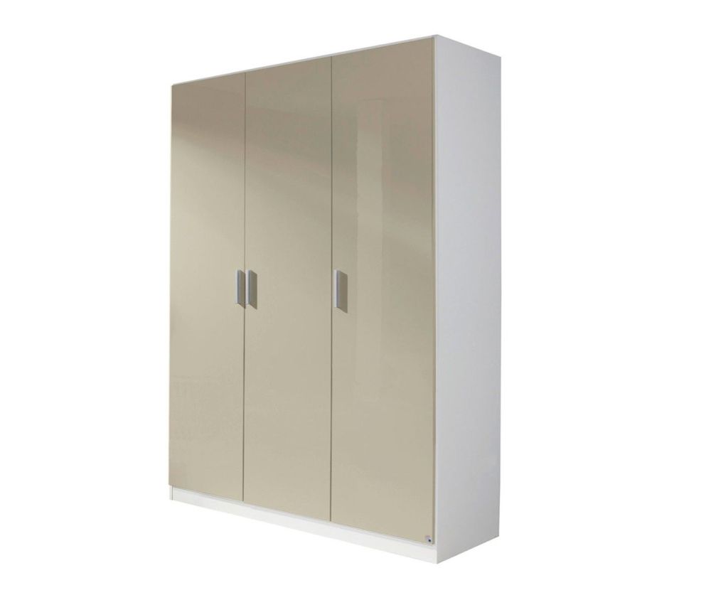Rauch Celle Alpine White with High Polish White 3 Door Wardrobe (W136cm)