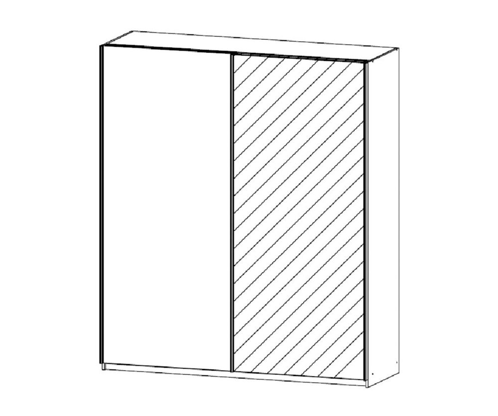 Rauch Essensa Metallic Grey with White Glass 2 Door 1 Mirror Sliding Wardrobe with Carcass Coloured Handle (W181cm)