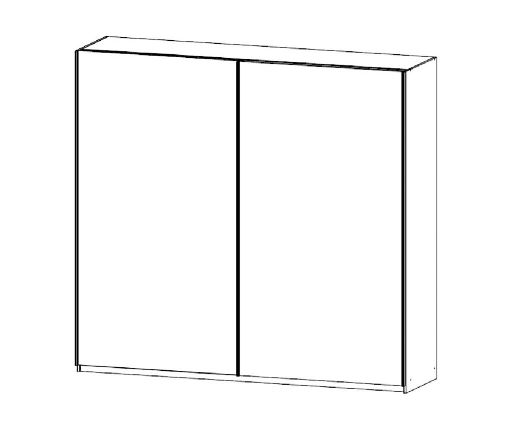 Rauch Essensa Alpine White with White Glass 2 Door Sliding Wardrobe with Chrome Coloured Handle (W226cm)