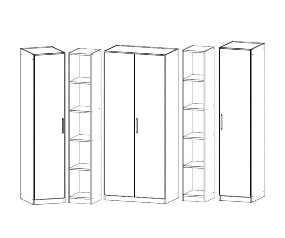 Rauch Essensa Sonoma Oak with Basalt Glass L Shaped Folding Wardrobe with Vertical and Horizontal Trims and Chrome Coloured Handle (W251cm)