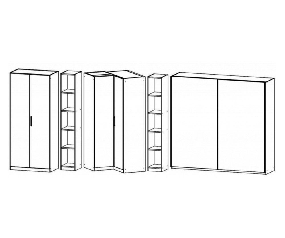 Rauch Essensa Sonoma Oak with White Glass L Shaped Folding Wardrobe with Chrome Coloured Handle (W500cm)