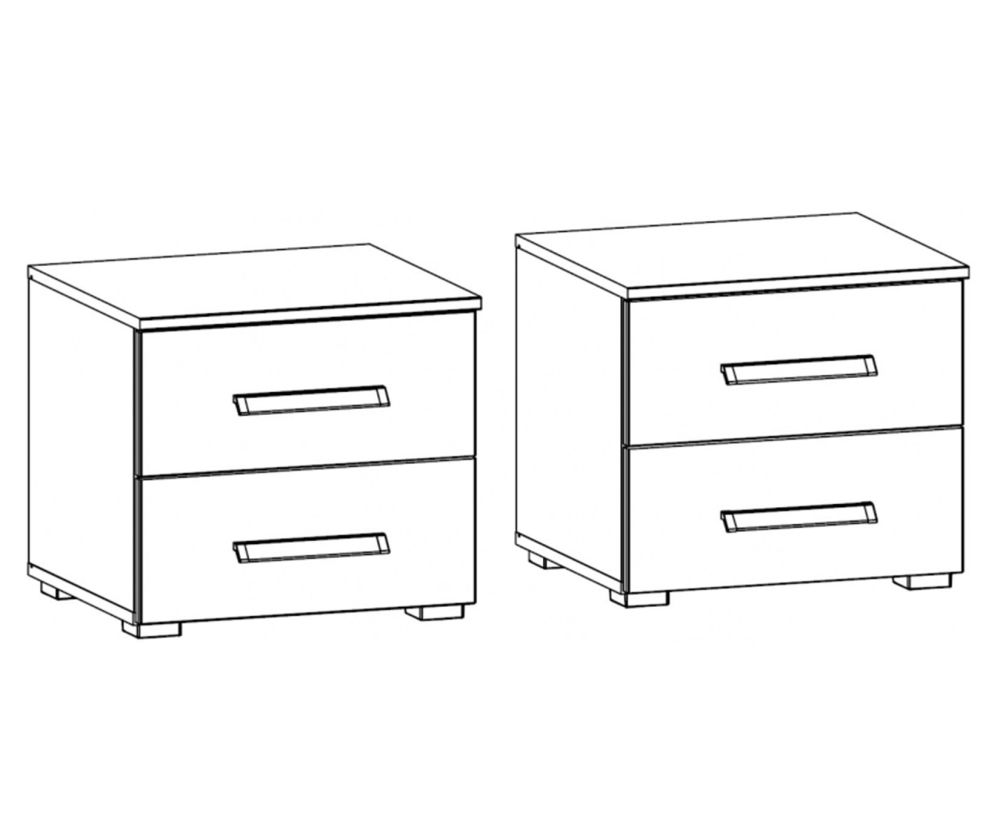 Rauch Essensa Metallic Grey with Basalt Glass Bedside Cabinet - 2 Drawer (Pair)