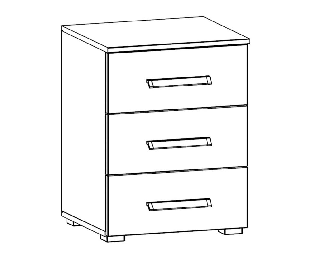 Rauch Essensa Metallic Grey with Basalt Glass Bedside Cabinet - 3 Drawer (Pair)