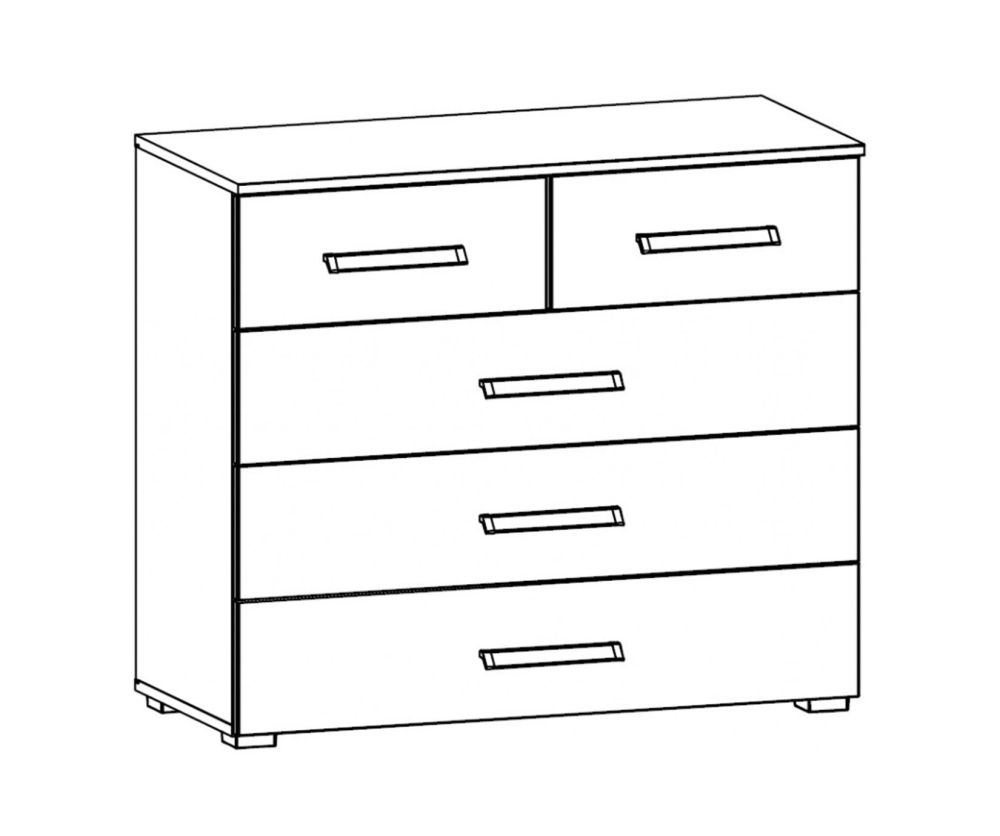 Rauch Essensa Metallic Grey with Basalt Glass Chest of Drawer – 3+2 Drawer