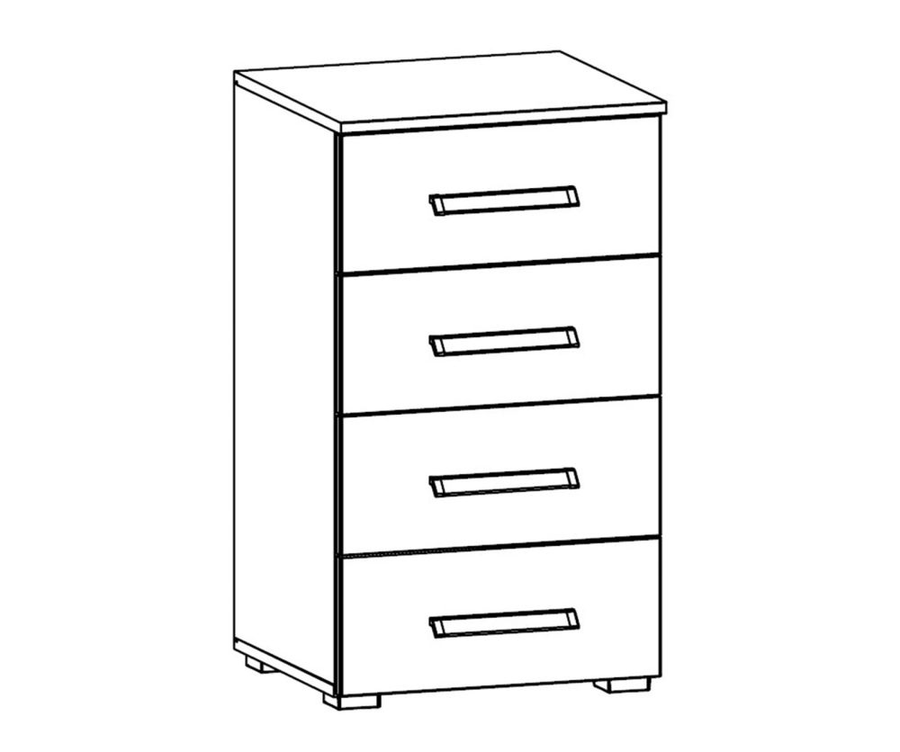 Rauch Essensa Metallic Grey with Basalt Glass Chest of Drawer - 4 Drawer Narrow