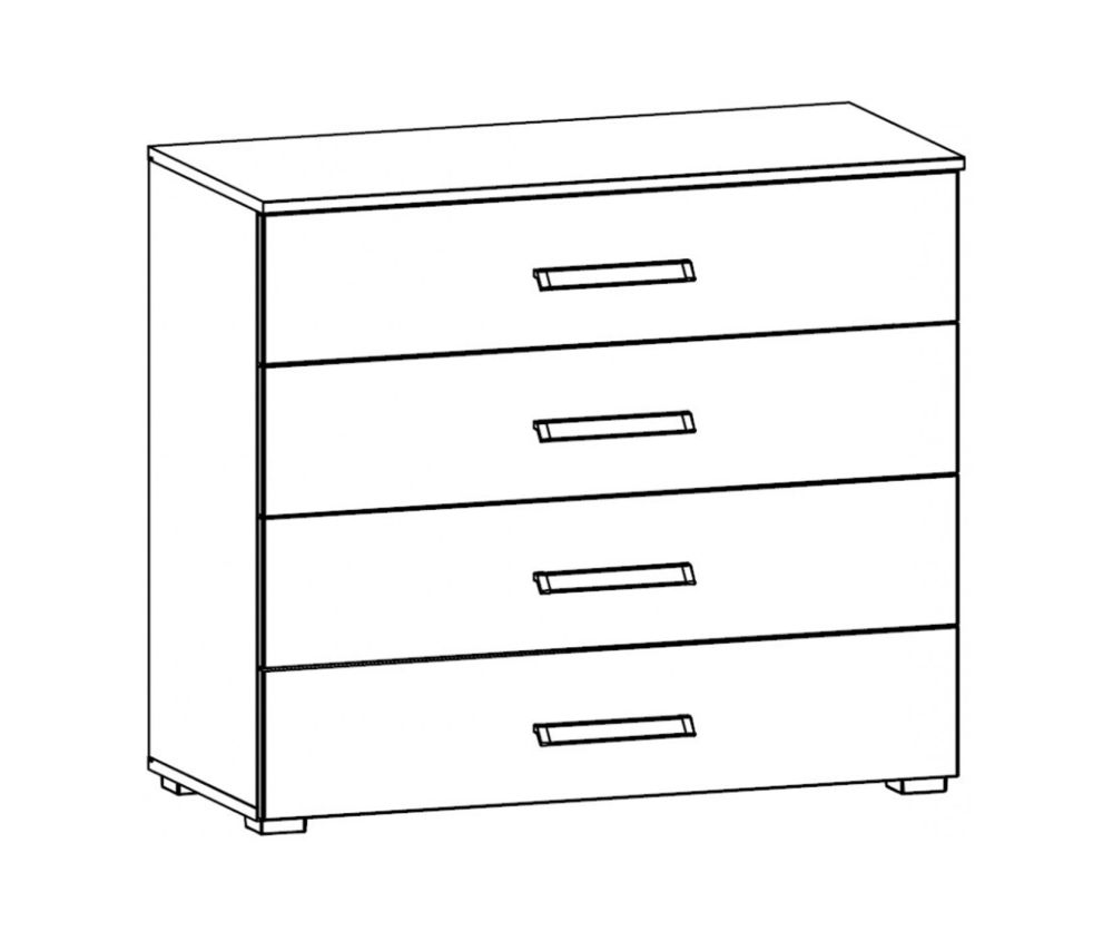 Rauch Essensa Metallic Grey with Basalt Glass Chest of Drawer – 4 Drawer Wide