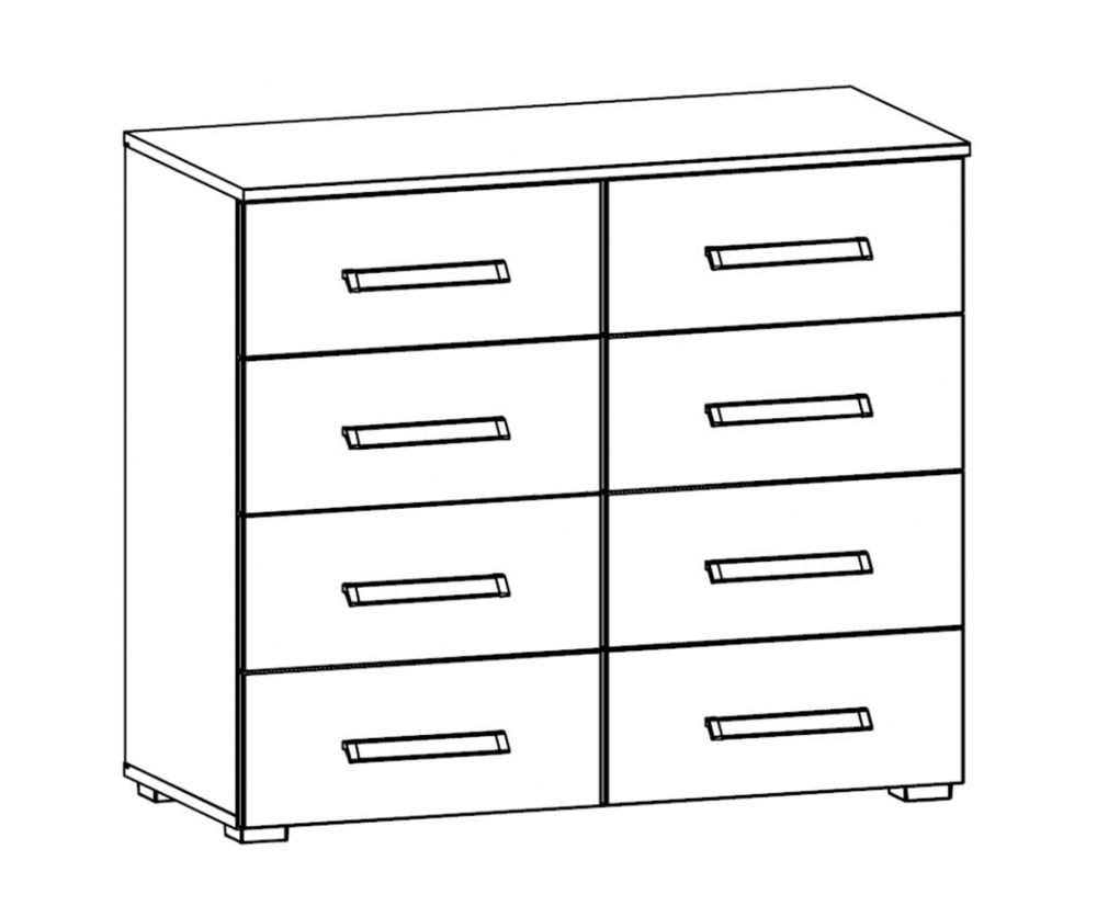 Rauch Essensa Metallic Grey with Basalt Glass Chest of Drawer - 8 Drawer