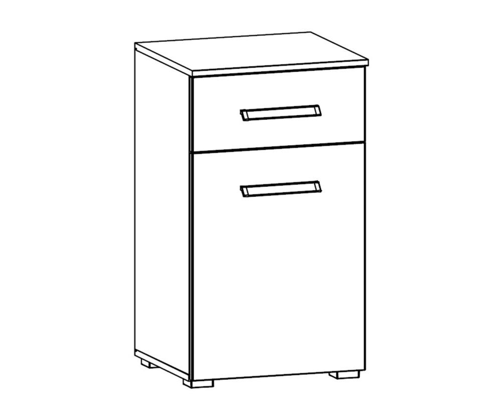 Rauch Essensa Metallic Grey with Basalt Glass Combi Chest of Drawer – 1 Door 1 Drawer