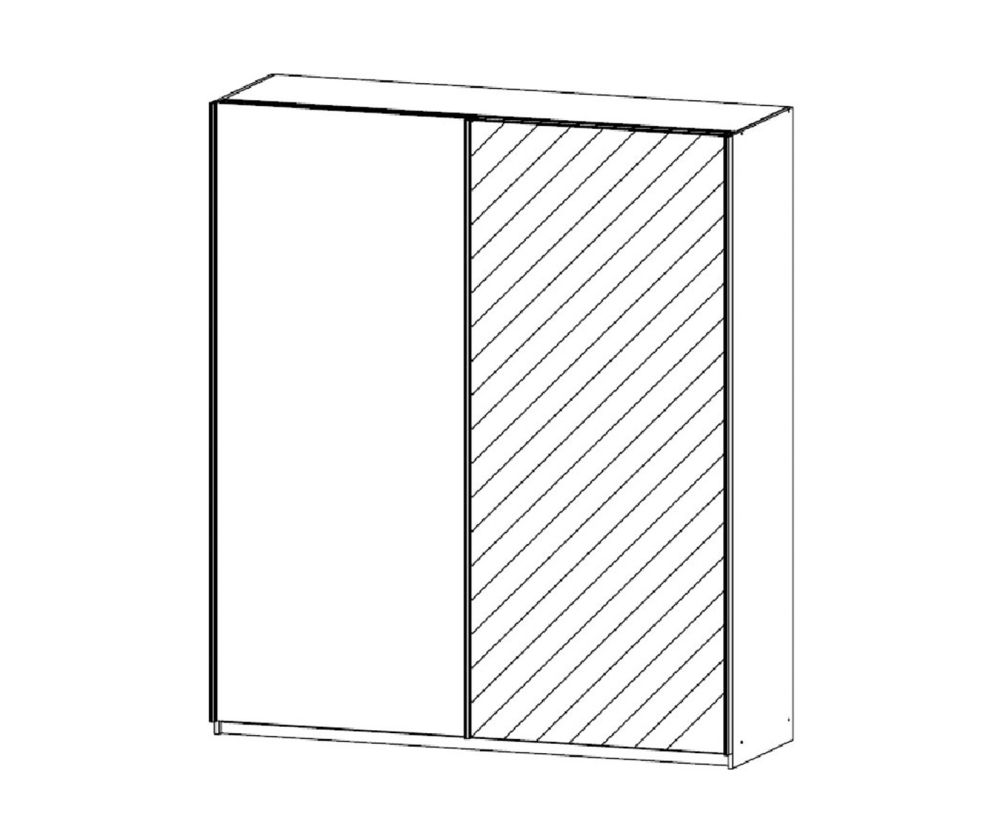 Rauch Essensa Alpine White with Basalt Glass 2 Door 1 Mirror Sliding Wardrobe with Carcass Coloured Handle (W181cm)