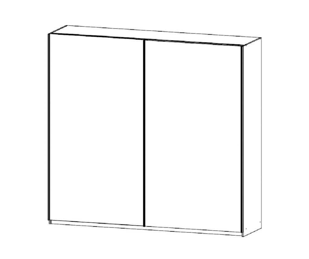 Rauch Essensa Metallic Grey with White Glass 2 Door Sliding Wardrobe with Chrome Coloured Handle with Vertical and Horizontal Trims (W226cm)
