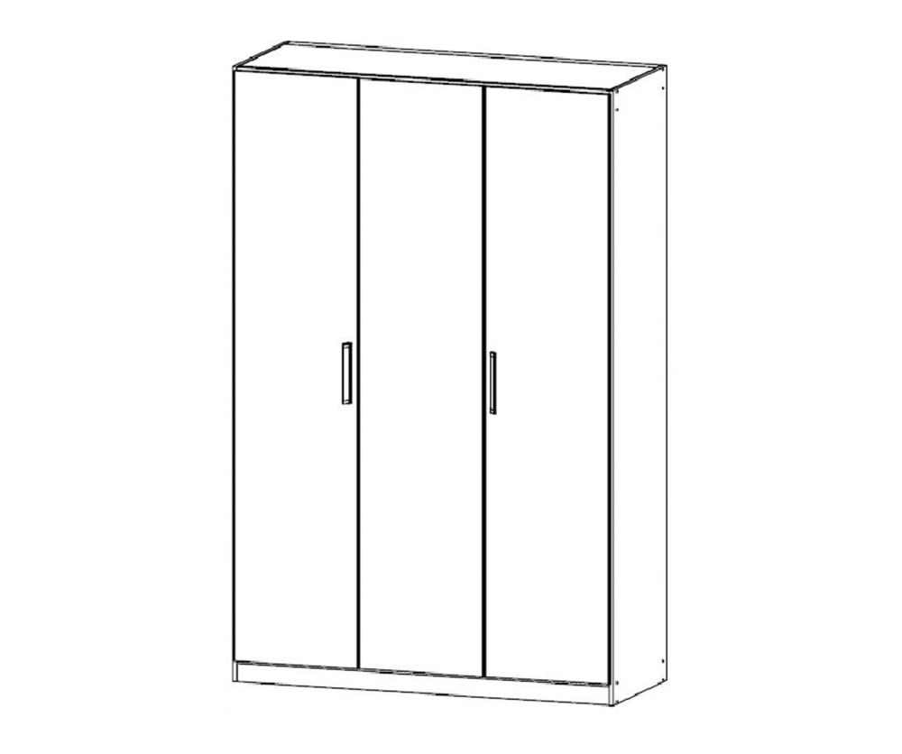 Rauch Essensa Sonoma Oak 3 Door Wardrobe with Carcass Coloured Short Handle (W136cm)