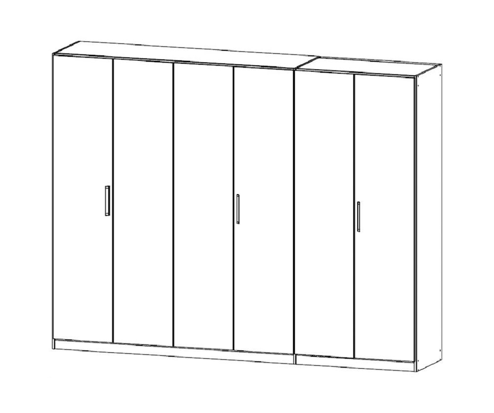 Rauch Essensa Sonoma Oak 6 Door Wardrobe with Carcass Coloured Short Handle (W271cm)