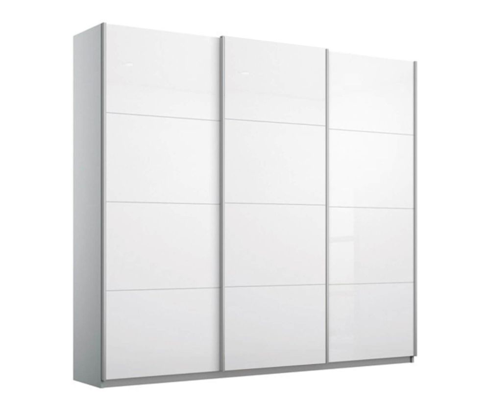 Rauch Kulmbach 3 Sliding Door Wardrobe with Aluminum Colour Handle Strips(W203cm)