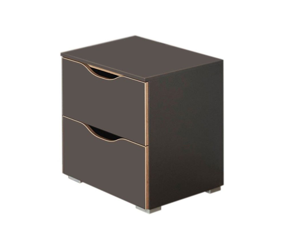 Rauch Lias Graphite 2 Drawer Bedside Table with Application Artisan Oak Colour