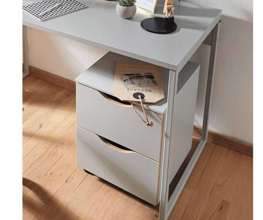 Rauch Lias Silk Grey 2 Drawer Chest On Castors with Application Artisan Oak Colour