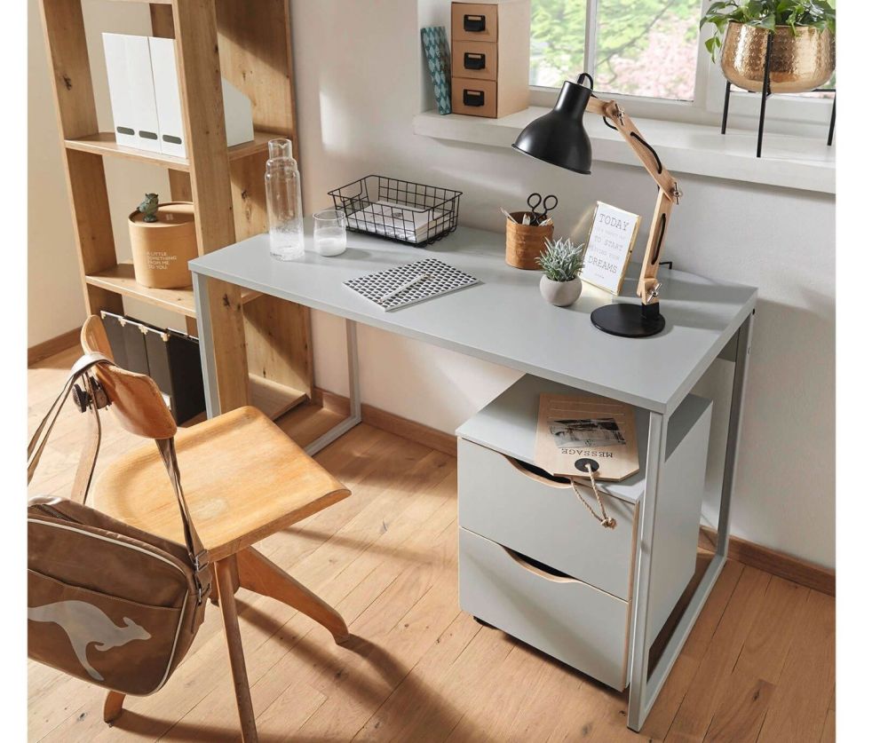 Rauch Lias Silk Grey 2 Drawer Chest On Castors with Application Artisan Oak Colour